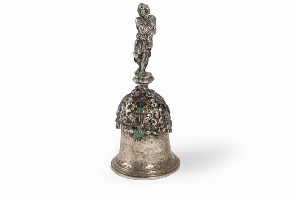 Campanello in argento e smalti, Austria fine secolo XIX  - Asta Incanti d'arte - Associazione Nazionale - Case d'Asta italiane
