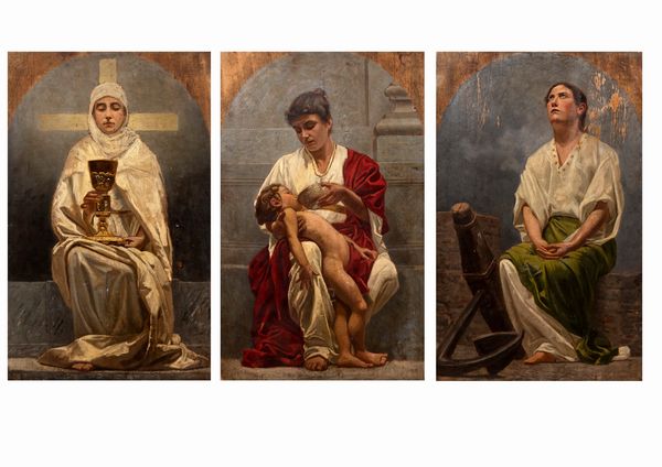 Scuola italiana, secolo XIX : Le tre Virt Teologali: Fede, Speranza e Carit  - Asta Incanti d'arte - Associazione Nazionale - Case d'Asta italiane