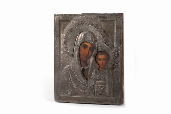 Icona con riza in argento, Russia fine secolo XIX  - Asta Incanti d'arte - Associazione Nazionale - Case d'Asta italiane