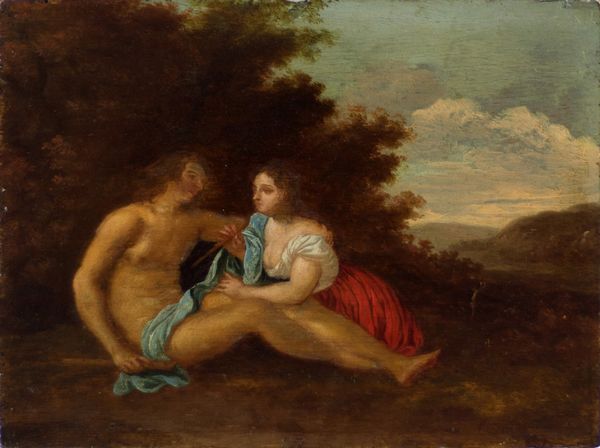 Imitatore di Tiziano : Suonatori di flauto in un paesaggio  - Asta Incanti d'arte - Associazione Nazionale - Case d'Asta italiane