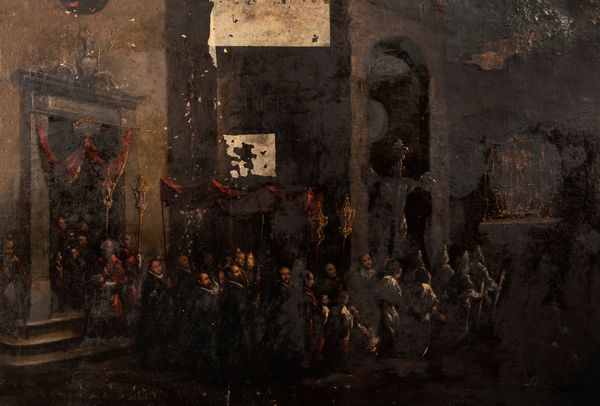 Maniera di Alessandro Magnasco : Processione notturna  - Asta Incanti d'arte - Associazione Nazionale - Case d'Asta italiane