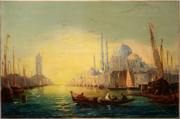 Scuola francese, secolo XIX : Veduta di Istanbul con santa Sofia  - Asta Incanti d'arte - Associazione Nazionale - Case d'Asta italiane