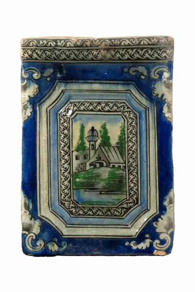 Antica formella in ceramica policroma con paesaggio, Persia  - Asta Incanti d'arte - Associazione Nazionale - Case d'Asta italiane