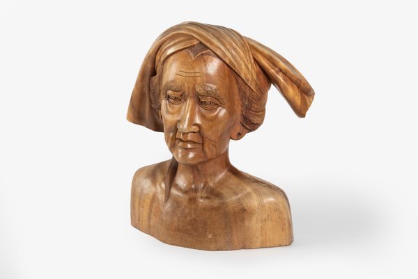 Scultura in legno raffigurante ritratto di donna a mezzo busto, Sud Est Asiatico, secolo XX  - Asta Incanti d'arte - Associazione Nazionale - Case d'Asta italiane