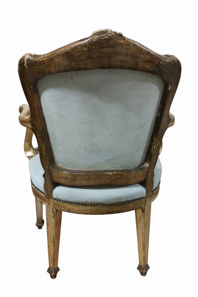 Poltrona in legno dorato, fine secolo XVIII  - Asta Incanti d'arte - Associazione Nazionale - Case d'Asta italiane