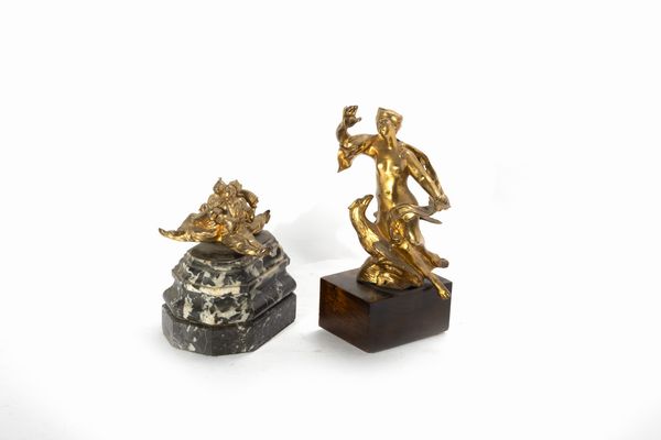 Lotto composto da tre oggetti in bronzo dorato, secoli XIX-XX  - Asta Incanti d'arte - Associazione Nazionale - Case d'Asta italiane