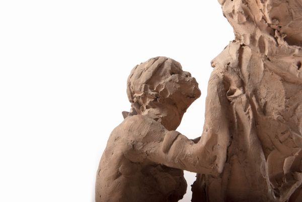 Bozzetto in terracotta raffigurante figura femminile con schiava moresca, secolo XIX  - Asta Incanti d'arte - Associazione Nazionale - Case d'Asta italiane