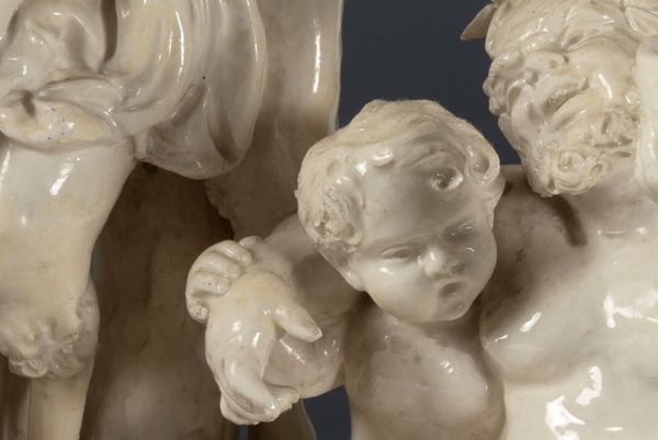 Importante gruppo scultoreo in maiolica bianca raffigurante baccanale, manifattura di Capodimonte, fine secolo XVIII - inizi XIX  - Asta Incanti d'arte - Associazione Nazionale - Case d'Asta italiane