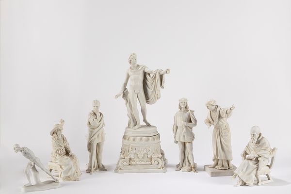 Lotto composto da sette piccole sculture tratte da antichi modelli, in biscuit, secoli XIX-XX  - Asta Incanti d'arte - Associazione Nazionale - Case d'Asta italiane
