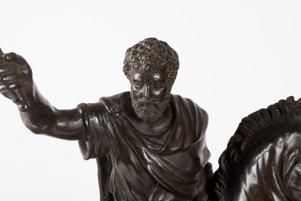 Scultura in bronzo raffigurante imperatore romano a cavallo, secolo XIX  - Asta Incanti d'arte - Associazione Nazionale - Case d'Asta italiane