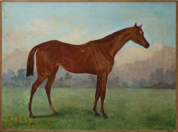 Kate Sowerby (attiva in Inghilterra 1857-1900) : Cavallo baio  - Asta Incanti d'arte - Associazione Nazionale - Case d'Asta italiane