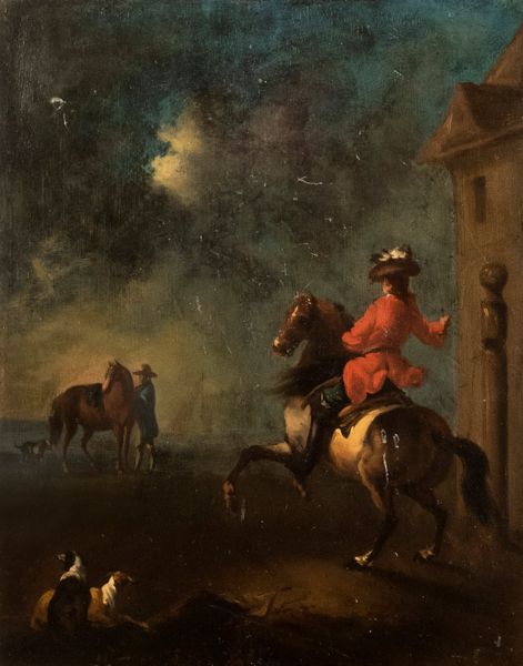 Scuola fiamminga, secolo XVIII : Partenza per la caccia  - Asta Incanti d'arte - Associazione Nazionale - Case d'Asta italiane