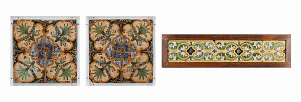 Tre pannelli contenenti antiche piastrelle, secoli XIX-XX  - Asta Incanti d'arte - Associazione Nazionale - Case d'Asta italiane