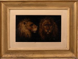 Scuola italiana, secolo XIX : Studio di leoni  - Asta Incanti d'arte - Associazione Nazionale - Case d'Asta italiane