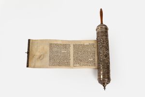 Megillah di Ester in pergamena, entro astuccio in argento, secolo XIX  - Asta Incanti d'arte - Associazione Nazionale - Case d'Asta italiane