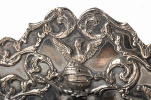 Piccola lampada Hannukkah da parete in argento 925, seconda met del secolo XIX  - Asta Incanti d'arte - Associazione Nazionale - Case d'Asta italiane