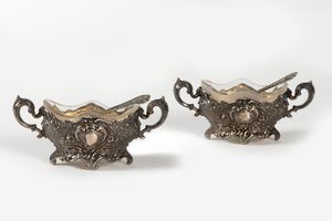 Coppia di saliere in argento, Germania fine secolo XIX - inizi secolo XX  - Asta Incanti d'arte - Associazione Nazionale - Case d'Asta italiane