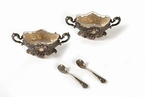 Coppia di saliere in argento, Germania fine secolo XIX - inizi secolo XX  - Asta Incanti d'arte - Associazione Nazionale - Case d'Asta italiane