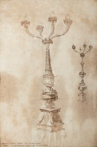 Scuola italiana, inizi secolo XX - Bozzetto per i candelabri per lo scalone del Ministero delle Finanze