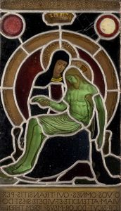 Scuola italiana, inizi secolo XX : Vetrata a piombo raffigurante la Piet  - Asta Incanti d'arte - Associazione Nazionale - Case d'Asta italiane