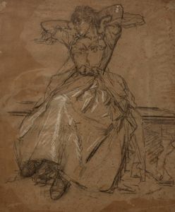 Scuola italiana, secolo XIX - Studio di donna seduta