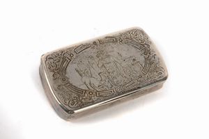 Lotto composto da tre sonagli in metallo e una scatolina in argento, secolo XX  - Asta Incanti d'arte - Associazione Nazionale - Case d'Asta italiane