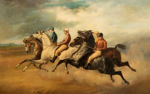 Scuola italiana, secolo XIX - Corsa di cavalli