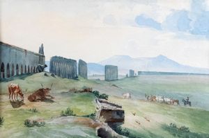 Scuola romana, secolo XX - Veduta dell'Acquedotto Claudio a Roma