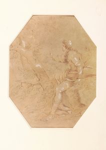 Imitatore di Salvator Rosa : Paesaggio con eremita  - Asta Incanti d'arte - Associazione Nazionale - Case d'Asta italiane