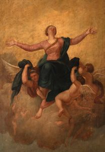 Maniera di Guido Reni : Madonna Assunta  - Asta Incanti d'arte - Associazione Nazionale - Case d'Asta italiane