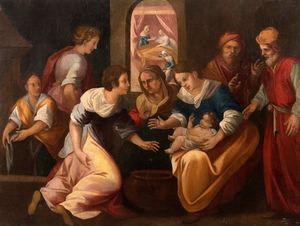 Scuola italiana, secolo XVI : Nascita della Vergine  - Asta Incanti d'arte - Associazione Nazionale - Case d'Asta italiane