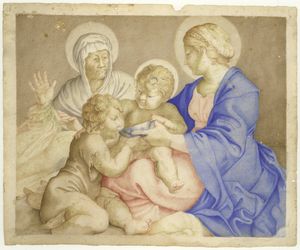 da Annibale Carracci, secolo XVII - Madonna con il Bambino, San Giovannino e Santa Elisabetta