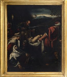 Seguace di Jacopo Bassano : Deposizione di Cristo  - Asta Incanti d'arte - Associazione Nazionale - Case d'Asta italiane