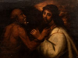 Maniera di Giorgione : Cristo portacroce  - Asta Incanti d'arte - Associazione Nazionale - Case d'Asta italiane