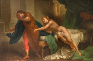 Scuola italiana, secolo XVIII : Giuseppe e la moglie di Putifarre  - Asta Incanti d'arte - Associazione Nazionale - Case d'Asta italiane