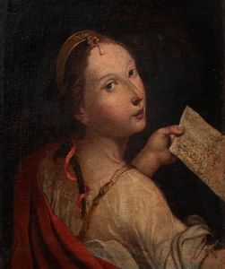 Scuola italiana, secolo XVII : Santa Cecilia  - Asta Incanti d'arte - Associazione Nazionale - Case d'Asta italiane
