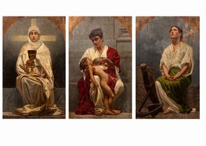 Scuola italiana, secolo XIX - Le tre Virt Teologali: Fede, Speranza e Carit