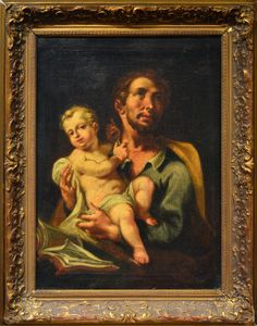 Scuola dell'Italia settentrionale, secolo XVII - San Giuseppe con il Bambino
