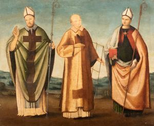Scuola dell'Italia centrale, secolo XVI - San Lorenzo, San Ludovico da Tolosa e Santo Vescovo