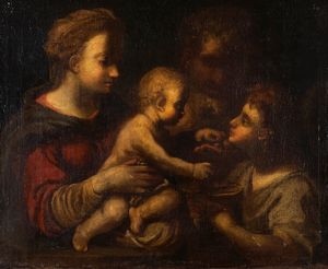 Scuola italiana, secolo XVII - Matrimonio mistico di Santa Caterina