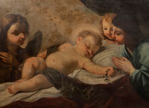 Scuola romana, fine secolo XVII - inizi secolo XVIII - Ges Bambino adorato dagli angeli