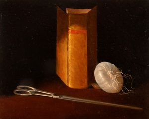 Felix Semyonov - Natura morta con libro, forbice e cipolla