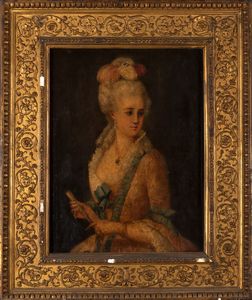 Scuola italiana, secolo XIX : Ritratto di dama in abiti settecenteschi  - Asta Incanti d'arte - Associazione Nazionale - Case d'Asta italiane