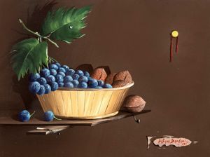 Alfano Dardari - Trompe-l'oeil con natura morta di frutta