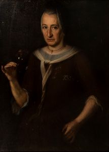 Scuola italiana secolo XVIII - Ritratto di gentildonna con fiori in mano