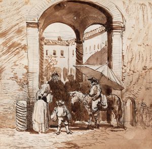 Scuola italiana, secolo XIX : Lotto composto da dodici disegni raffiguranti paesaggi e vedute  - Asta Incanti d'arte - Associazione Nazionale - Case d'Asta italiane