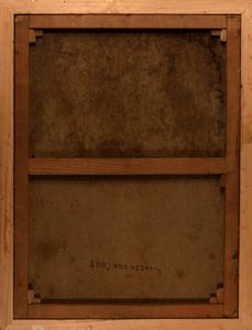 Scuola italiana, inizi secolo XX : Ritratto di gentildonna in abito rosso con cagnolino  - Asta Incanti d'arte - Associazione Nazionale - Case d'Asta italiane