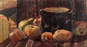 Josè Inigo (attivo nel secolo XX) : Quattro dipinti: tre nature morte e un paesaggio costiero  - Asta Incanti d'arte - Associazione Nazionale - Case d'Asta italiane