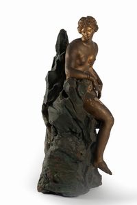 Scuola italiana, secolo XVII : Gruppo scultoreo in terracotta dipinta raffigurante Perseo e Andromeda  - Asta Incanti d'arte - Associazione Nazionale - Case d'Asta italiane