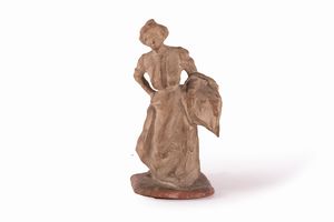 Statuina in terracotta raffigurante figura femminile, fine secolo XIX  - Asta Incanti d'arte - Associazione Nazionale - Case d'Asta italiane